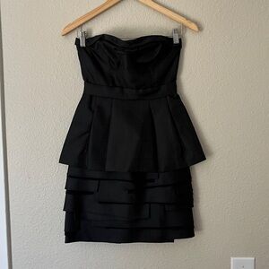 BCBGMaxazria Black Strapless Sweetheart Mini Dress Layered Ruffled Women Size 0
